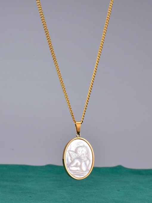 A TEEM Titanium Acrylic Angel Minimalist pendant Necklace 0