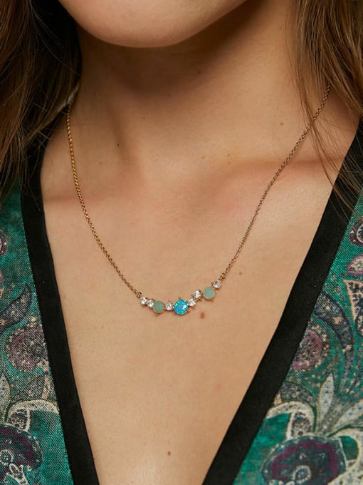 CHARME Brass Opal Geometric Minimalist Necklace 1