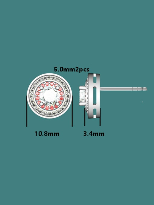 Dan 925 Sterling Silver Cubic Zirconia Round Classic Stud Earring 2