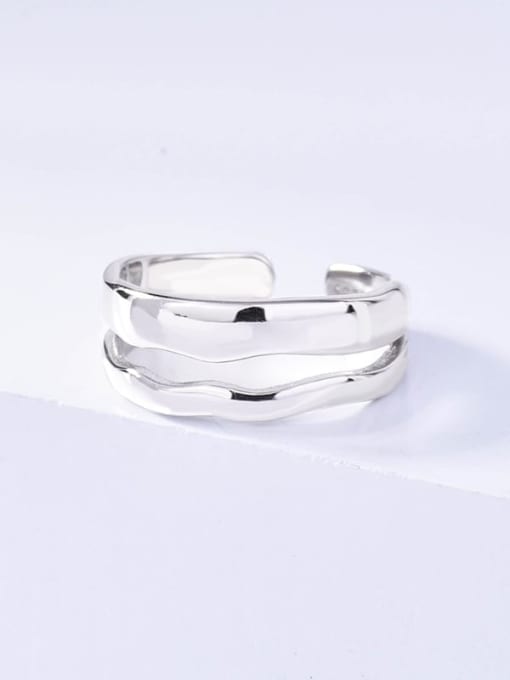 Rd0086 platinum 925 Sterling Silver Geometric Minimalist Band Ring