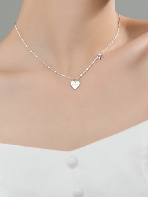 Rosh 925 Sterling Silver Heart Minimalist Multi Strand Necklace 3