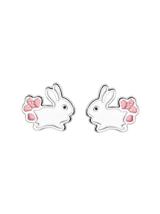 Rosh 925 Sterling Silver Enamel Rabbit Minimalist Stud Earring 3