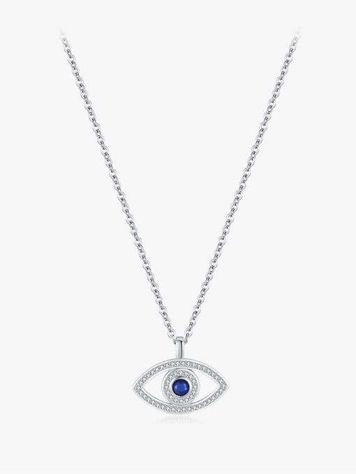 MODN 925 Sterling Silver Cubic Zirconia Evil Eye Minimalist Necklace 0