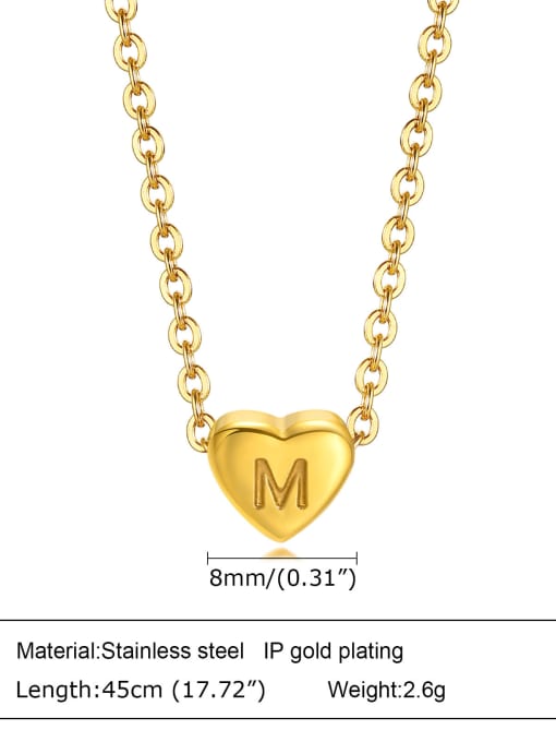 Letter M 40+ 5CM Stainless steel Heart Minimalist Necklace