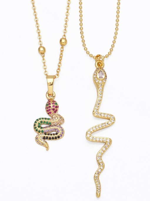 CC Brass Cubic Zirconia Snake Vintage Necklace