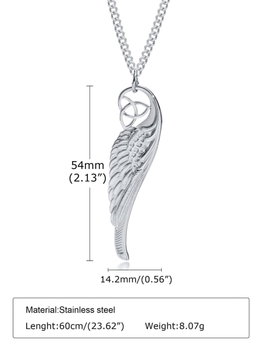 CONG Stainless steel Feather Hip Hop Necklace 3