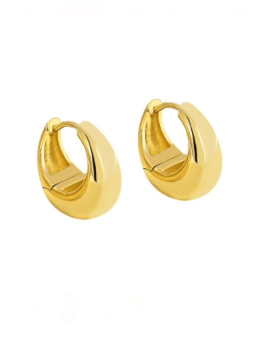 Gold Ring Earrings Brass Smooth  Geometric Minimalist Huggie Earring