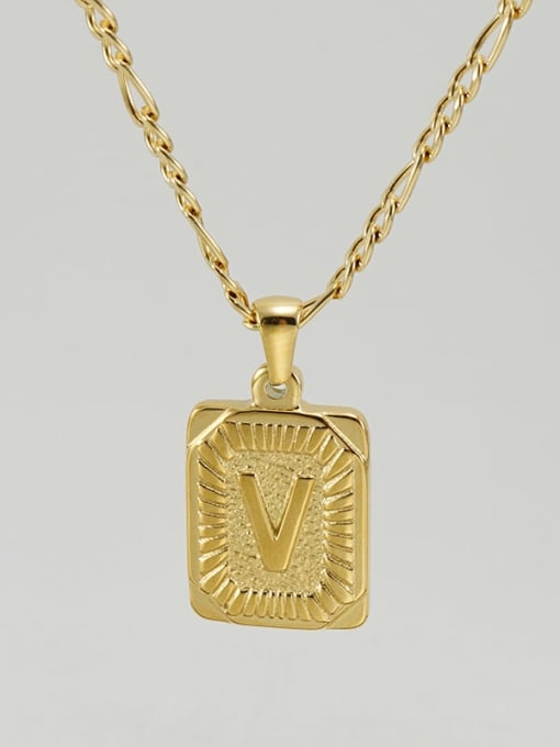 Gold V Titanium Steel Letter Hip Hop coin Necklace with 26 letters