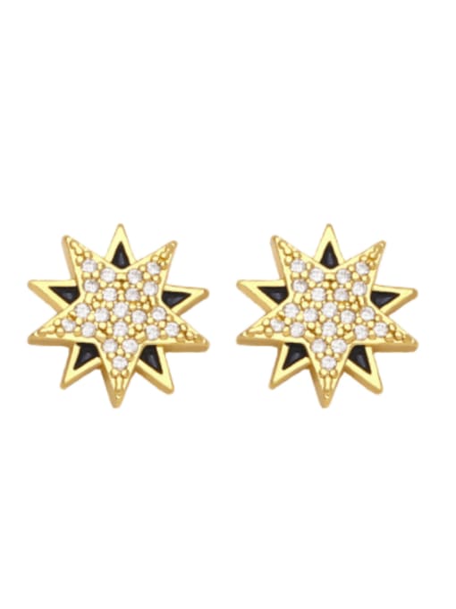 CC Brass Cubic Zirconia  Star Vintage Stud Earring 2