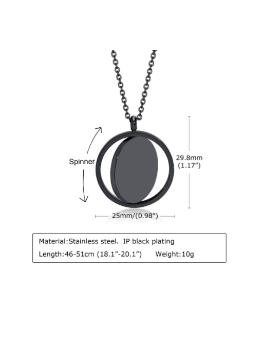 Black Titanium Steel Geometric Hip Hop Necklace