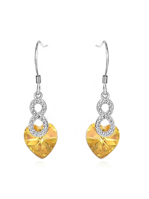 JYEH 010 (yellow) 925 Sterling Silver Austrian Crystal Heart Classic Hook Earring