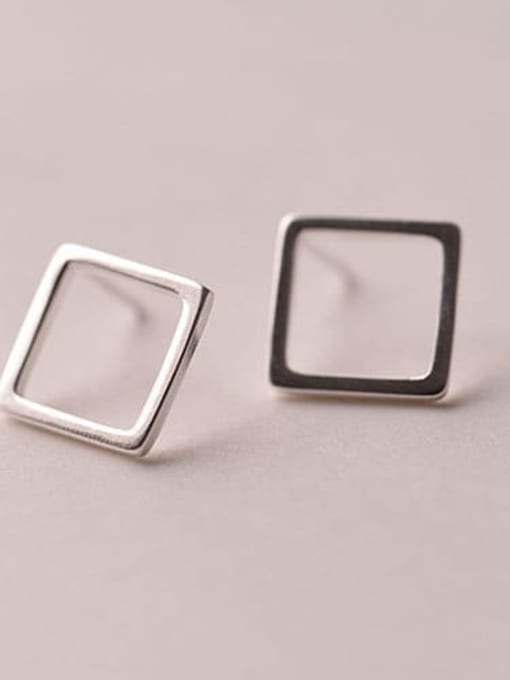 Square IN C12 925 Sterling Silver  Hollow Geometric Minimalist Stud Earring