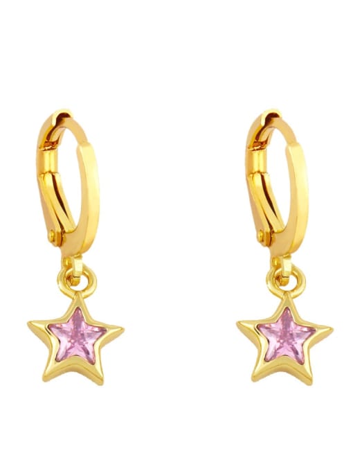 CC Brass Cubic Zirconia Star Minimalist Huggie Earring 2