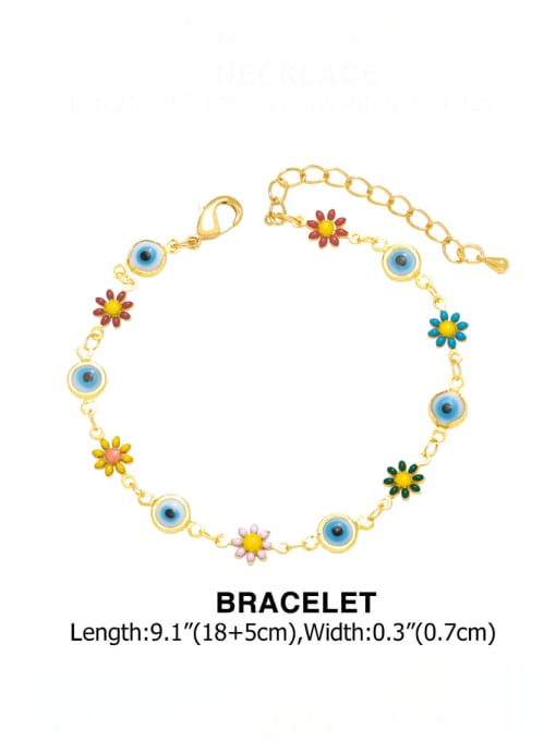 CC Brass Enamel Vintage Flower Bracelet and Necklace Set 2