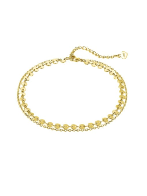 14K gold 925 Sterling Silver Minimalist  Double Layer Round Anklet