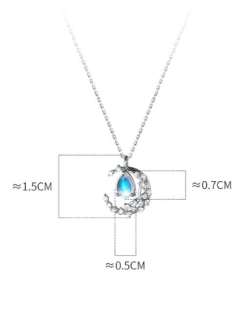 Rosh 925 Sterling Silver Cubic Zirconia Water Drop Minimalist  Moon Pendant Necklace 3