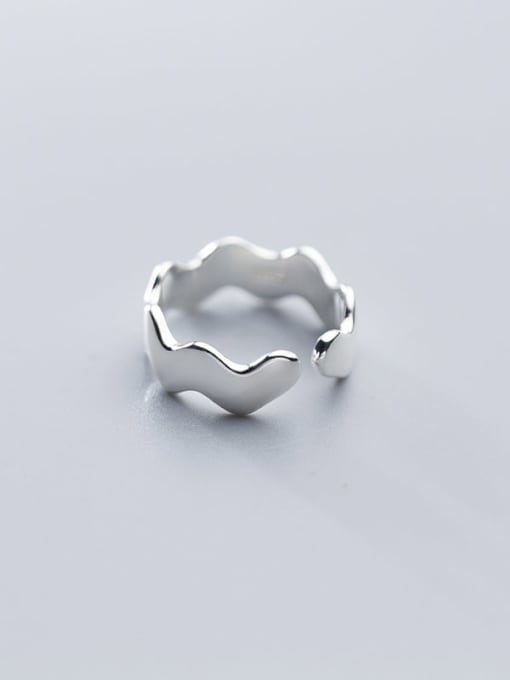 Rosh 925 Sterling Silver Smooth Wave Free Size Ring 1