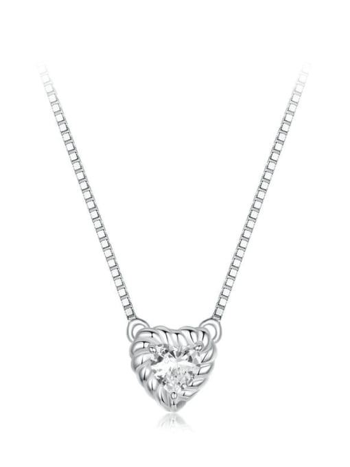silver 925 Sterling Silver Moissanite Heart Dainty Necklace