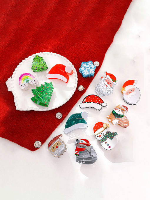 Chimera Acrylic Cute Christmas Seris Alloy Multi Color Jaw Hair Claw 0