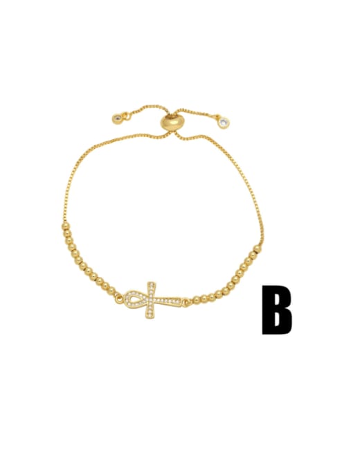 CC Brass Cubic Zirconia Cross Bohemia Handmade Weave Bracelet 2