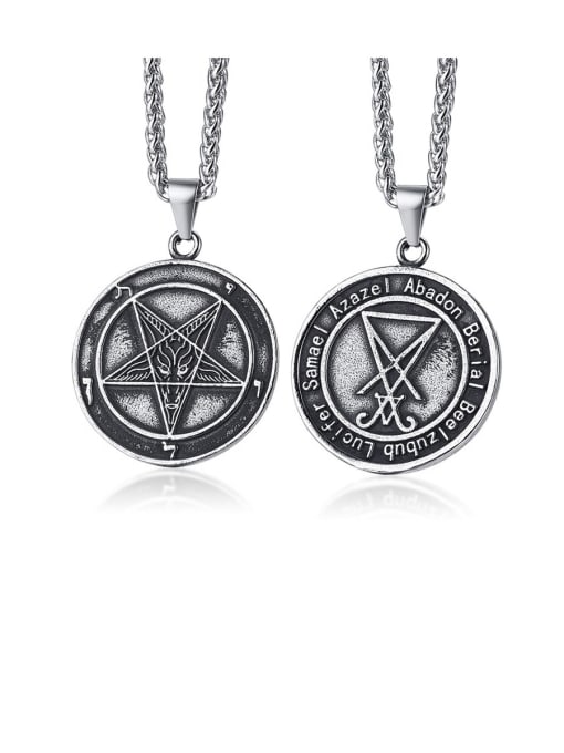 Style I (without chain) Titanium Round Vintage  Positive and negative pendant Necklaces
