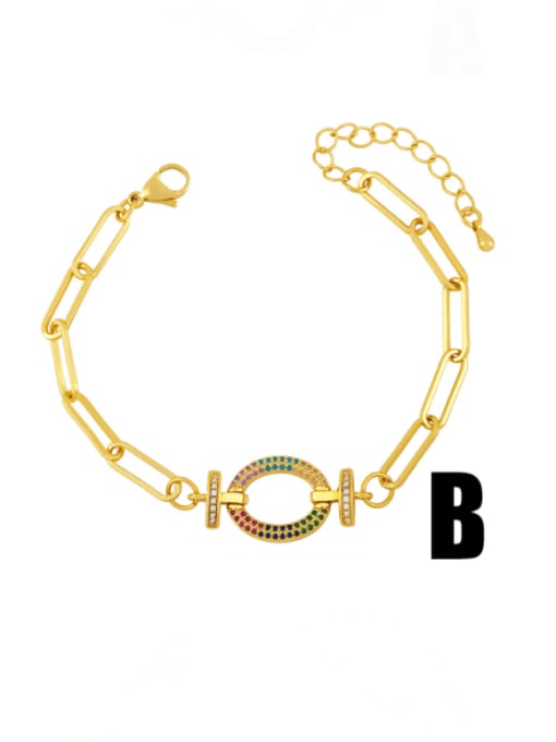 B Brass Cubic Zirconia Moon Vintage Bracelet