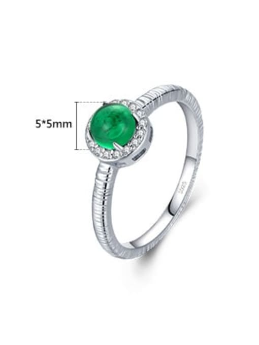 MODN 925 Sterling Silver Tourmaline Round Classic Band Ring 2