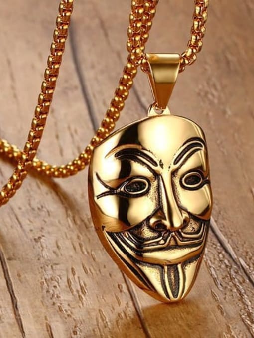 CONG Stainless steel Irregular Vintage mask Pendant Necklace 3