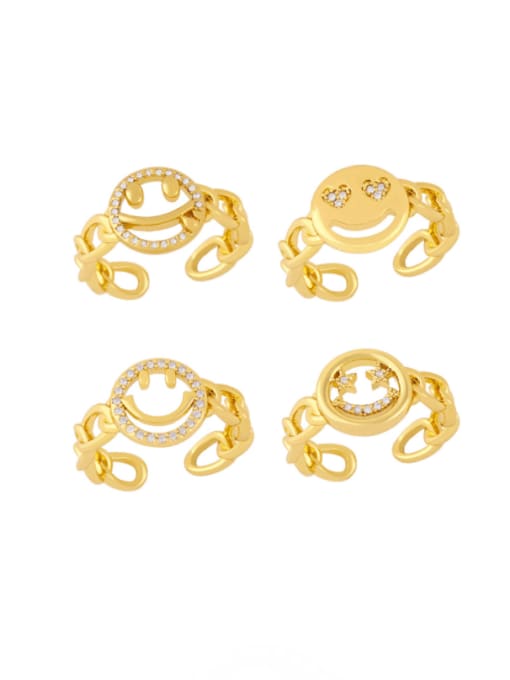 CC Brass Cubic Zirconia Smiley Vintage Band Ring 0