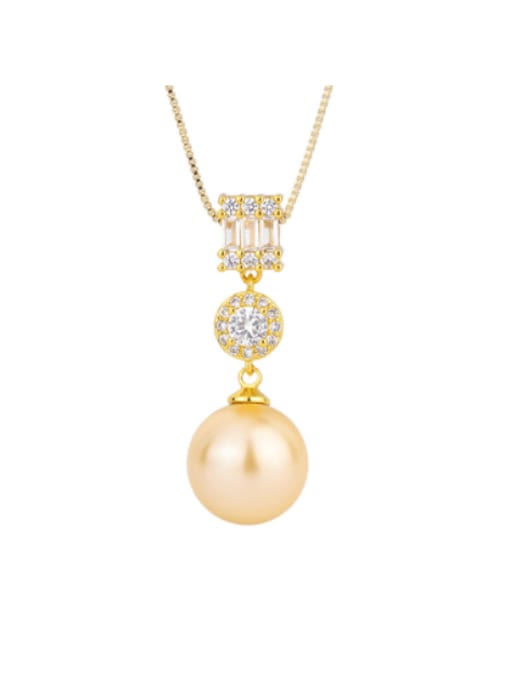 Gold Pendant Brass Imitation Pearl Minimalist Water Drop Earring and Pendant Set