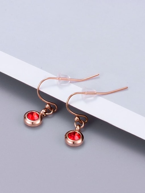 E121 red drilling ear wire Titanium Glass Bead Coin Minimalist Hook Earring