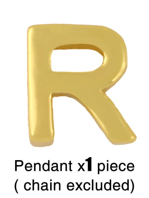 R(Without Chain) Brass Smooth Minimalist Letter Pendant