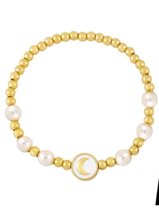 CC Brass Imitation Pearl Star Vintage Adjustable Bracelet