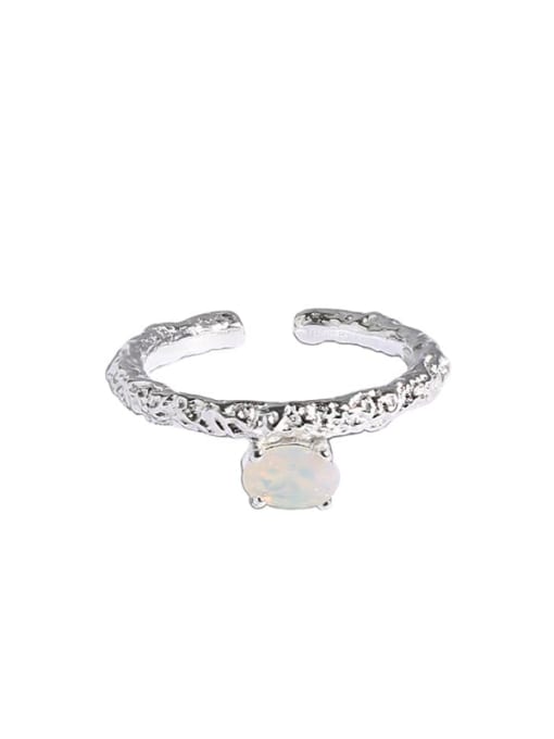 DAKA 925 Sterling Silver Opal Geometric Minimalist Band Ring 4