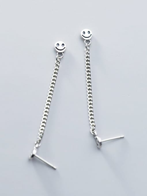 Rosh 925 Sterling Silver Face Vintage smiley chain Stud Earring 2