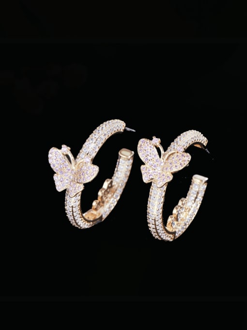 L.WIN Brass Cubic Zirconia Butterfly Luxury Cluster Earring 0