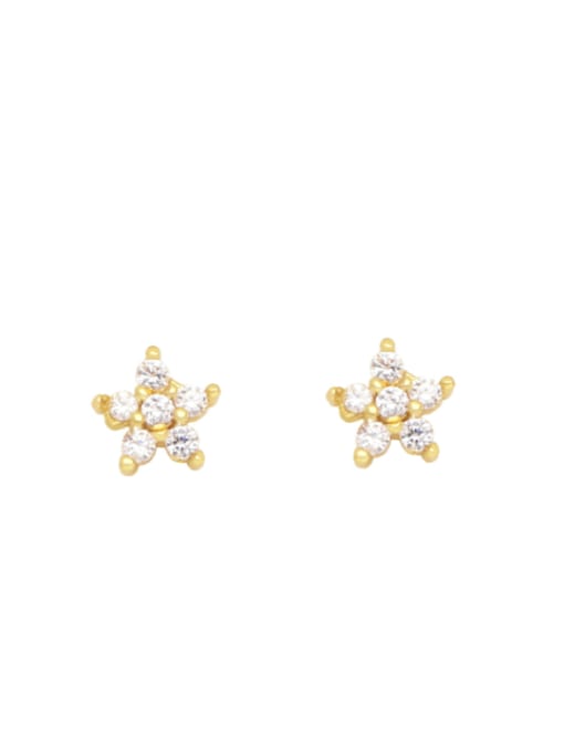 five-pointed star Brass Cubic Zirconia Butterfly Pentagram Vintage Stud Earring