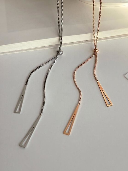 A TEEM Titanium Steel Tassel Minimalist Lariat Necklace 1