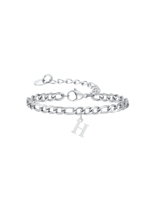 H Stainless steel Letter Hip Hop Link Bracelet