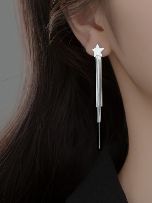 Rosh Stainless steel Tassel Minimalist Threader Earring 2