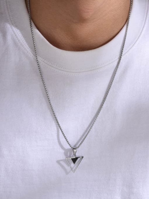 CONG Stainless steel Triangle Hip Hop Necklace 1