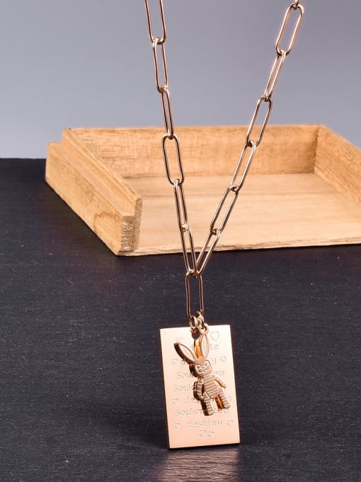A TEEM Titanium Geometric Minimalist rabbit pendant  Necklace