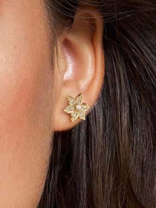 RINNTIN 925 Sterling Silver Cubic Zirconia Flower Minimalist Stud Earring 1