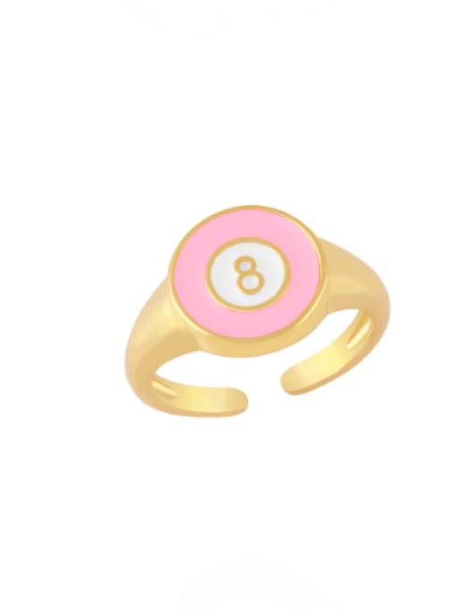 Pink Brass Enamel Geometric Minimalist Band Ring