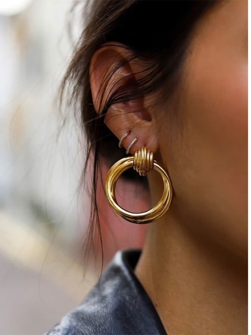 LI MUMU Copper Round Minimalist Drop Earring 2