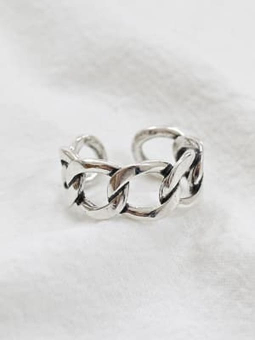 DAKA 925 Sterling Silver Hollow Geometric Minimalist Free Size Band Ring