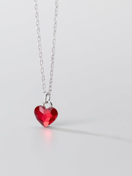 Rosh 925 Sterling Silver Red Heart Minimalist Necklace 3