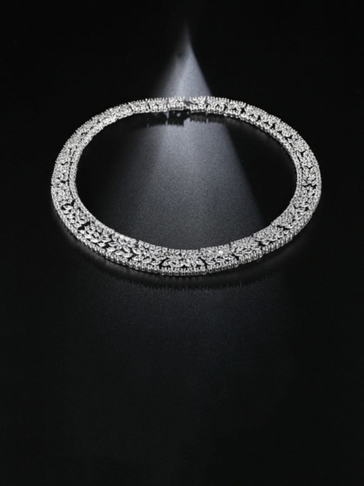 BLING SU Copper Cubic Zirconia Geometric Luxury Choker Necklace 0