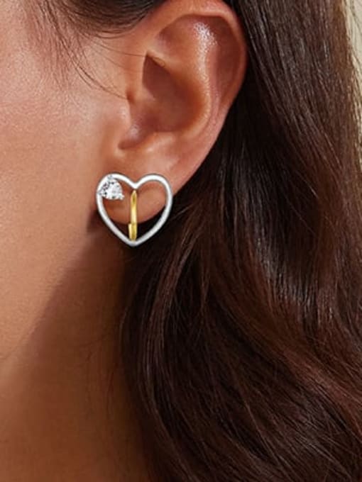 Jare 925 Sterling Silver Heart Dainty Stud Earring 1