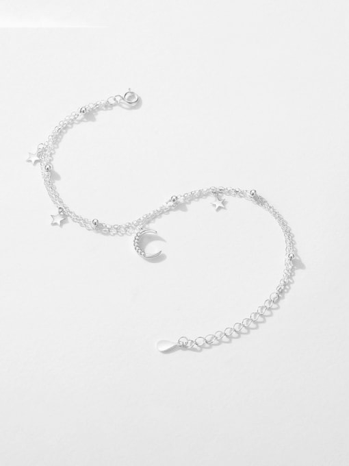 MODN 925 Sterling Silver Cubic Zirconia Moon Minimalist Strand Bracelet 3